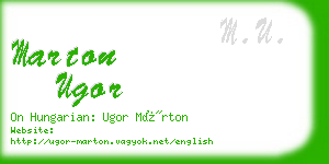 marton ugor business card